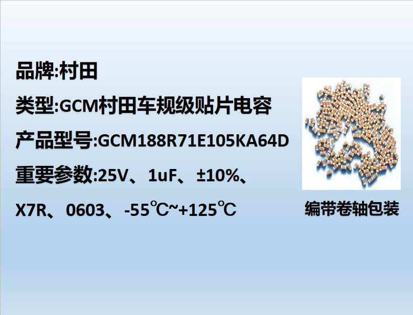村田车规beat365唯一官方网站0603,X7R,1µF,25V