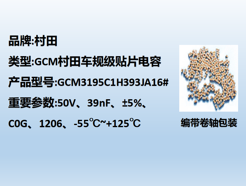 村田车规beat365唯一官方网站1206,C0G,39nF,50V