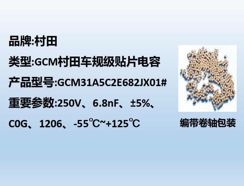 村田车规beat365唯一官方网站1206,C0G,6.8nF,250V